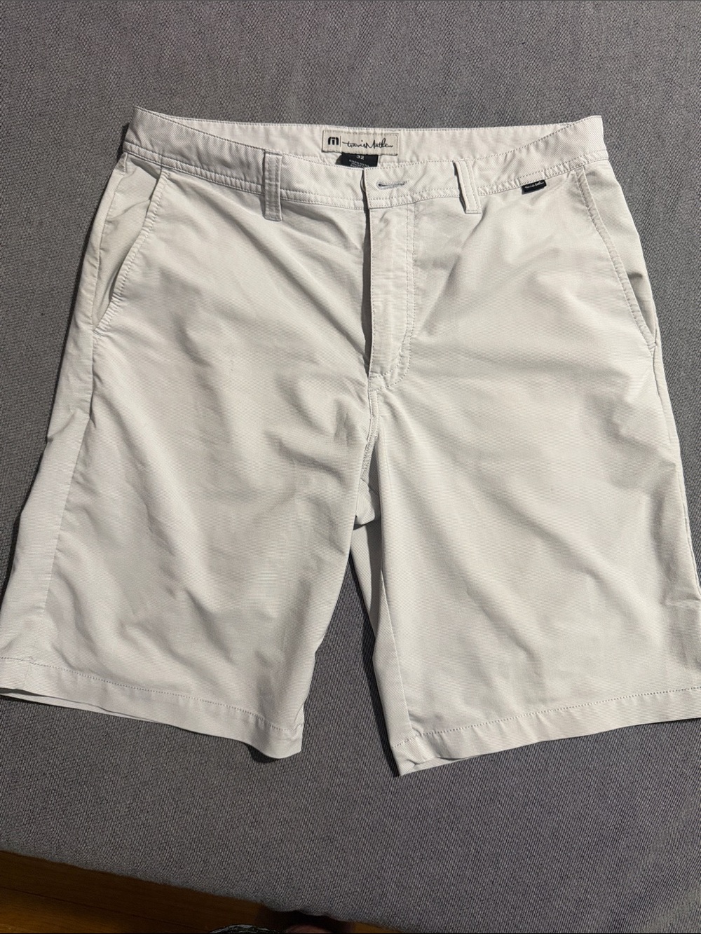 Travis Mathew White Flat Front Chino Shorts